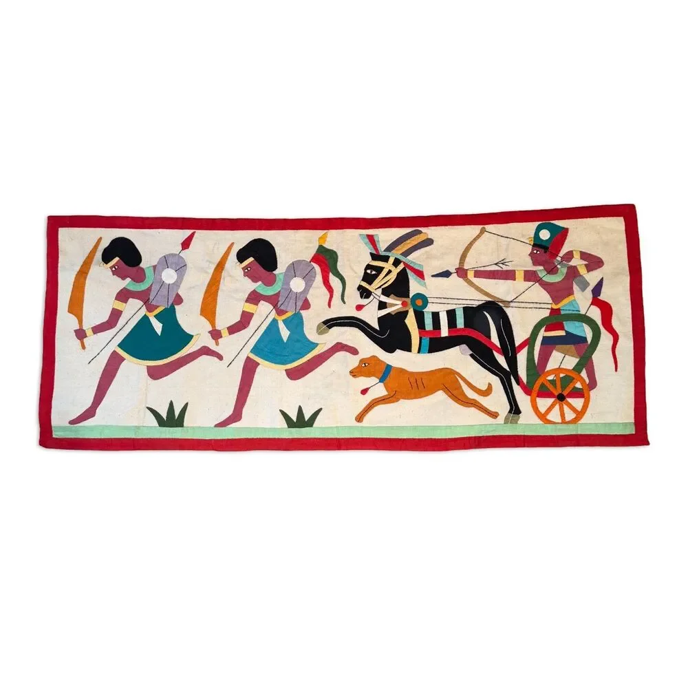 Vintage Egyptian Khayamiya Applique Textile Wall Hanging Handmade Folk Art